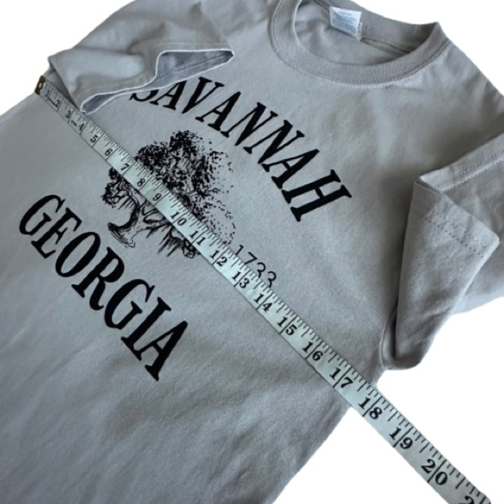 Port & Company Sm Gray Short Sleeve Cotton Savannah Georgia Graphic Tee Shirt - Picture 5 of 10